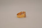 Gold tone multi-row baguette cut statement ring