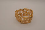 Vintage wide gold-tone openwork scroll panel link bracelet
