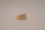 Gold tone multi-row baguette cut statement ring