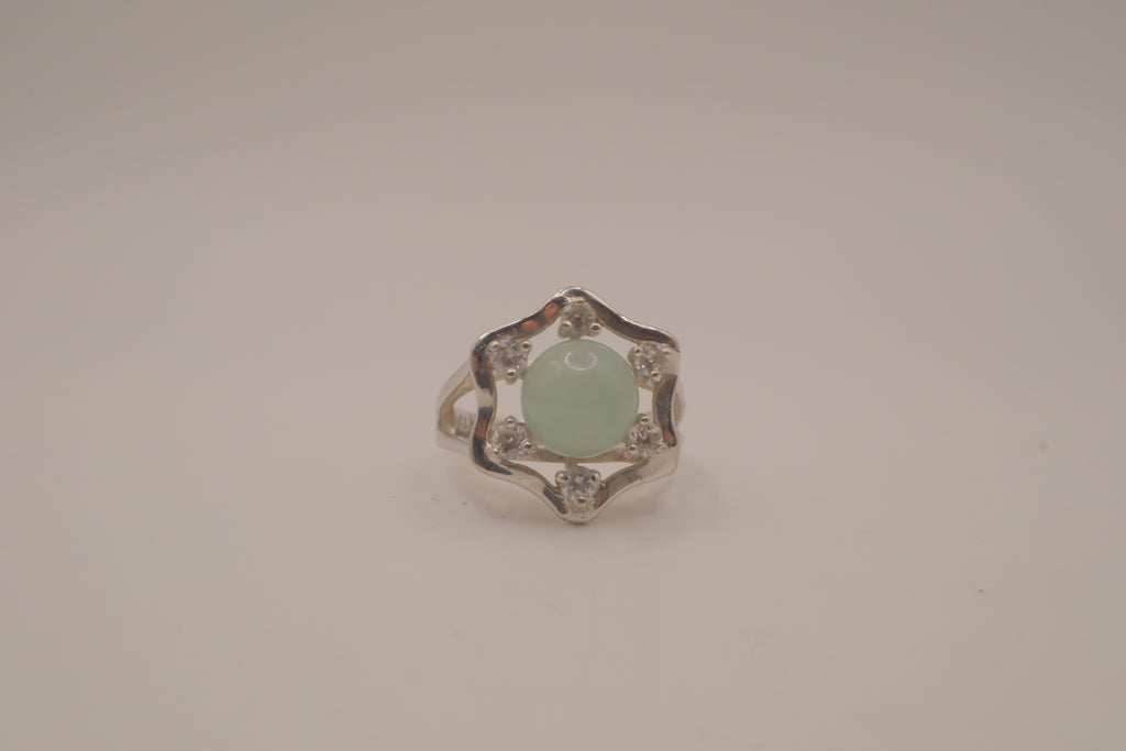 Vintage sterling silver Jade cocktail ring