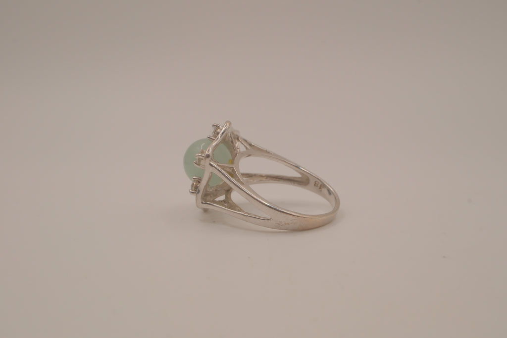 Vintage sterling silver Jade cocktail ring