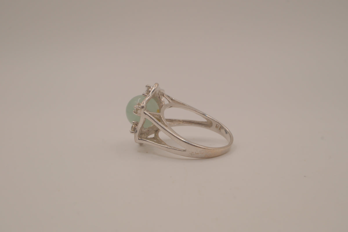 Vintage sterling silver Jade cocktail ring