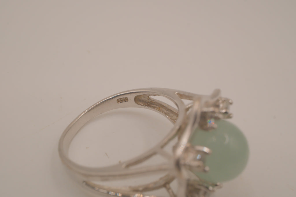 Vintage sterling silver Jade cocktail ring