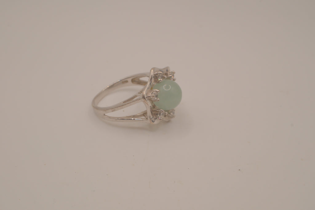 Vintage sterling silver Jade cocktail ring