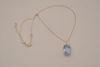 Vintage Avon light blue stone flower pendant necklace