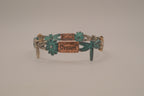 Vintage tri-tone dragonfly stretch bracelet