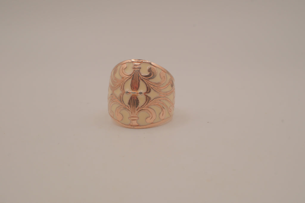 Vintage floral enamel dome ring
