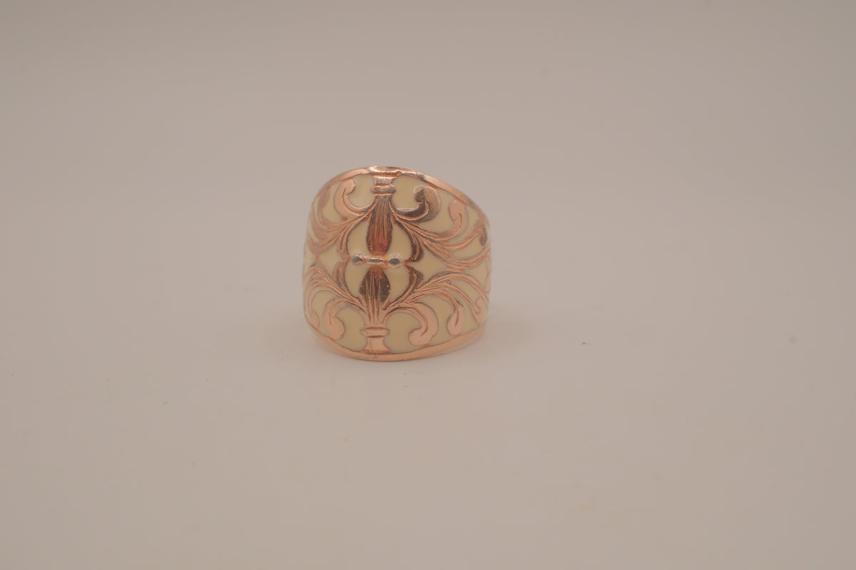 Vintage floral enamel dome ring