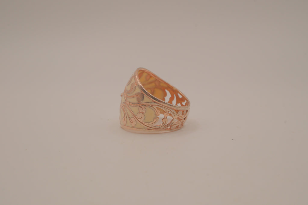 Vintage floral enamel dome ring
