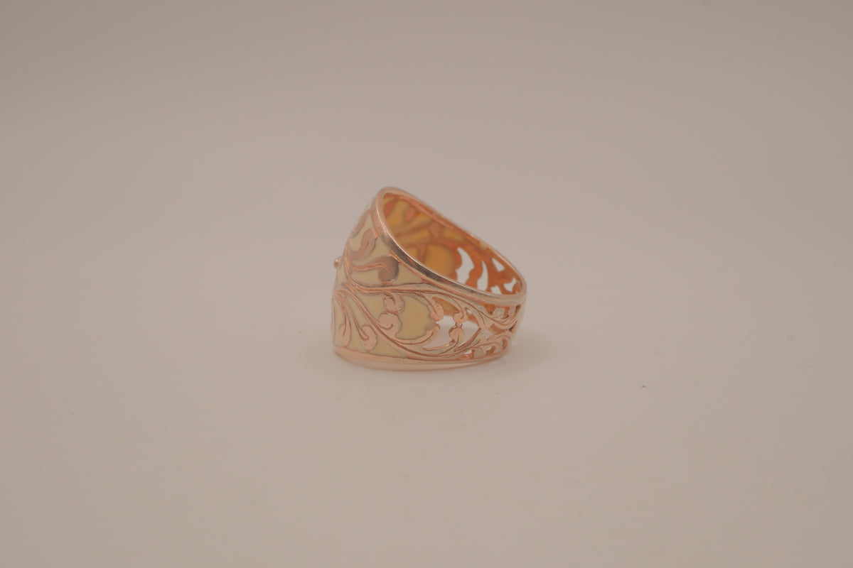 Vintage floral enamel dome ring