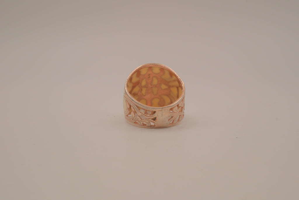 Vintage floral enamel dome ring