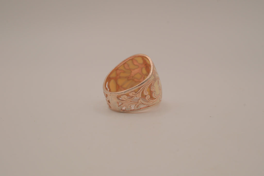 Vintage floral enamel dome ring