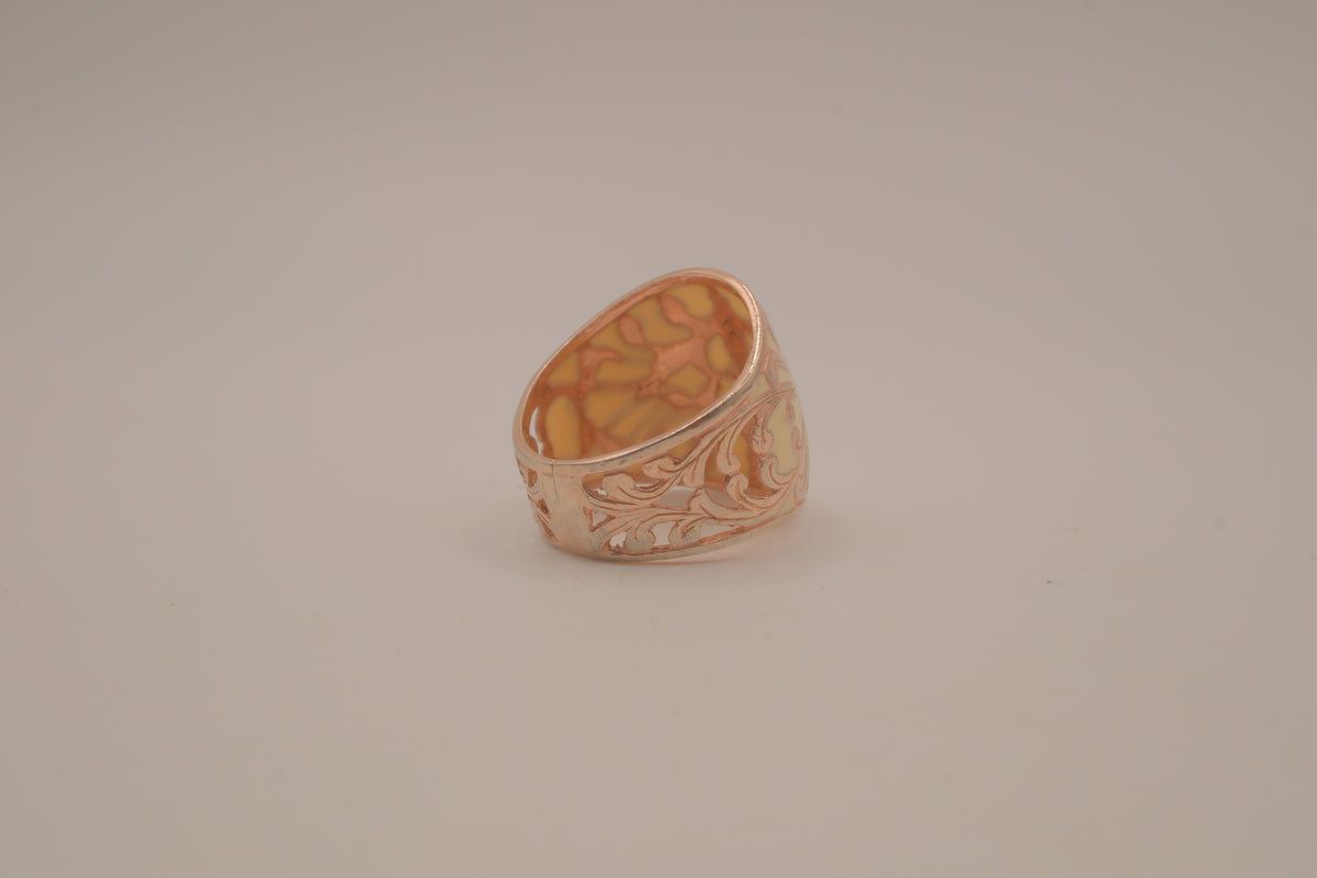 Vintage floral enamel dome ring