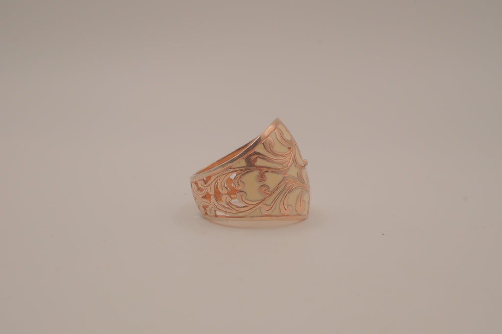 Vintage floral enamel dome ring