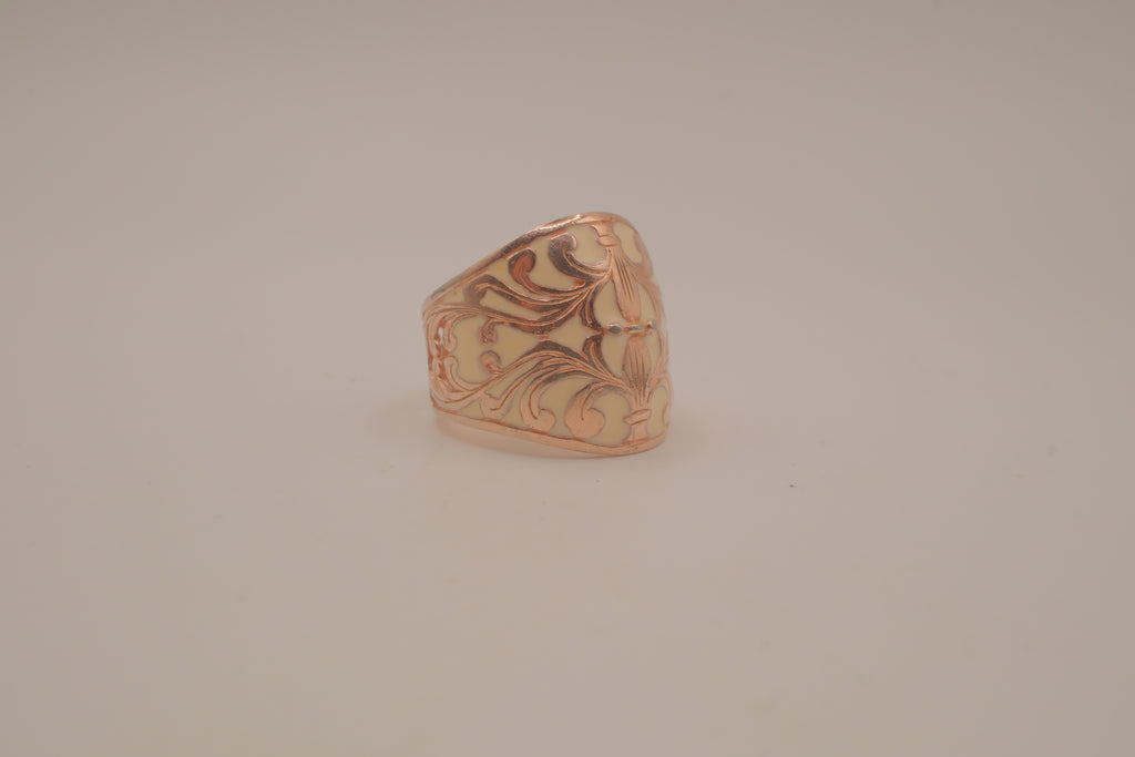 Vintage floral enamel dome ring