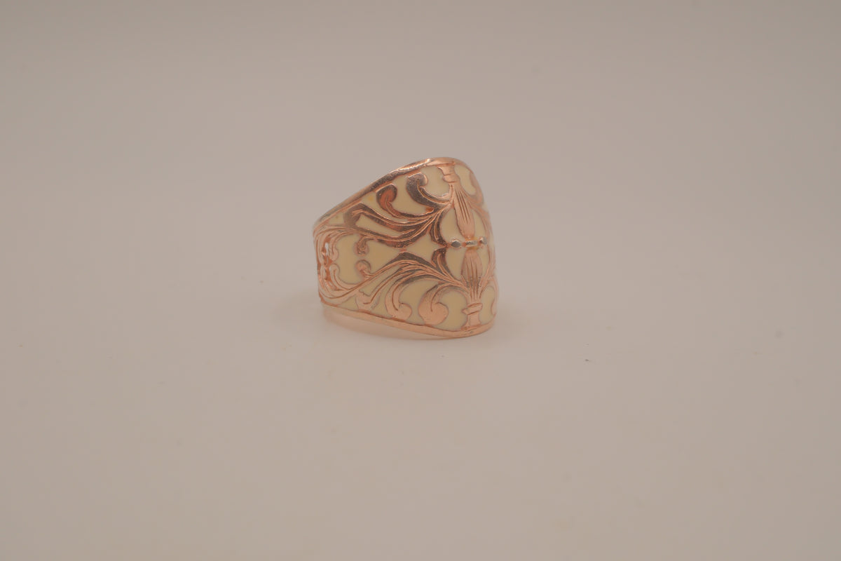 Vintage floral enamel dome ring