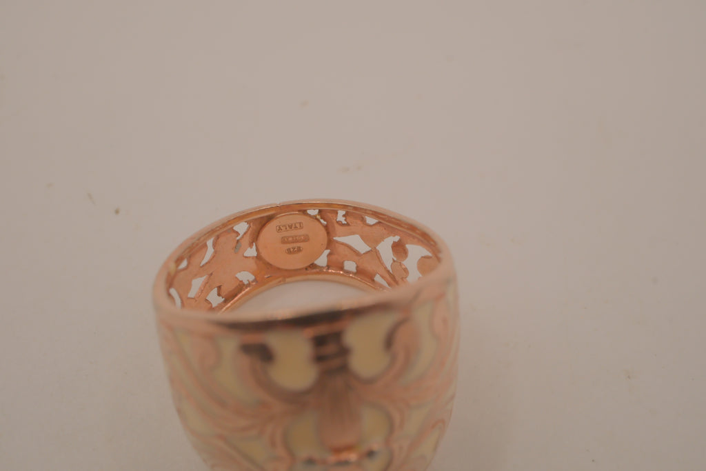 Vintage floral enamel dome ring