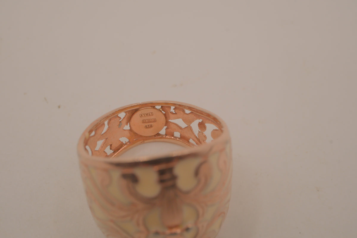 Vintage floral enamel dome ring
