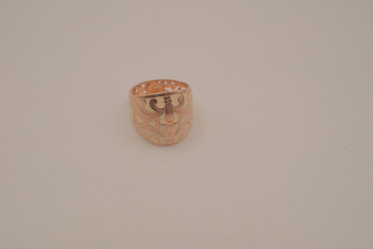Vintage floral enamel dome ring