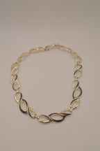 Vintage gold-tone infinity link enamel necklace