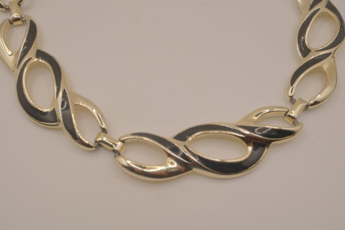 Vintage gold-tone infinity link enamel necklace