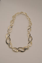 Vintage gold-tone infinity link enamel necklace