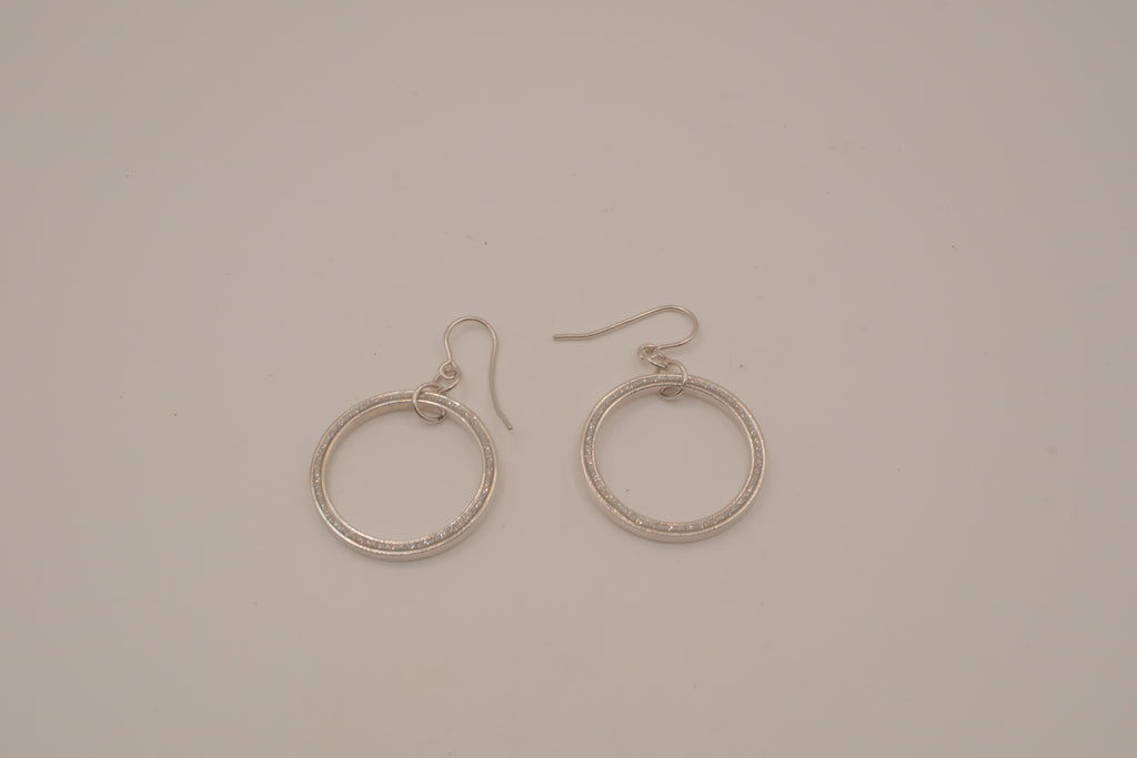 Sterling silver open-circle dangle hoop earrings