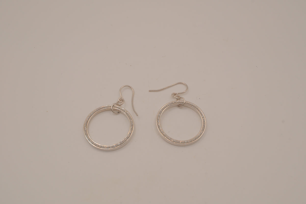 Sterling silver open-circle dangle hoop earrings