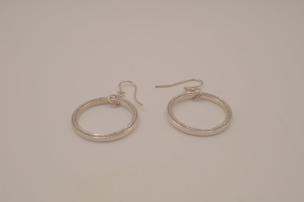 Sterling silver open-circle dangle hoop earrings