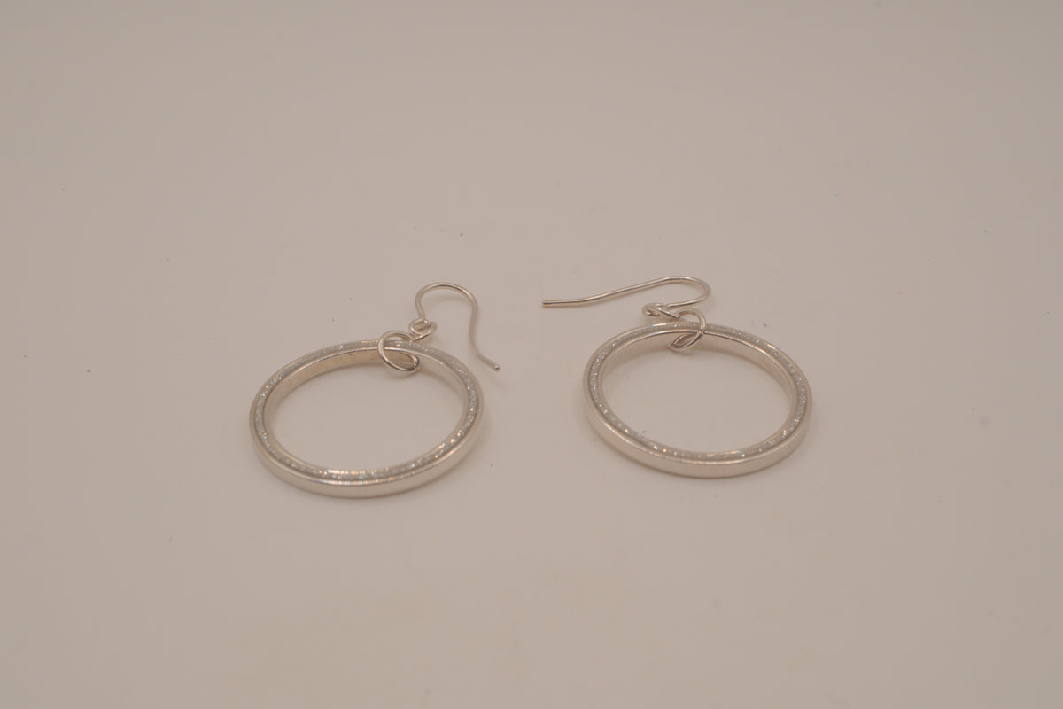 Sterling silver open-circle dangle hoop earrings