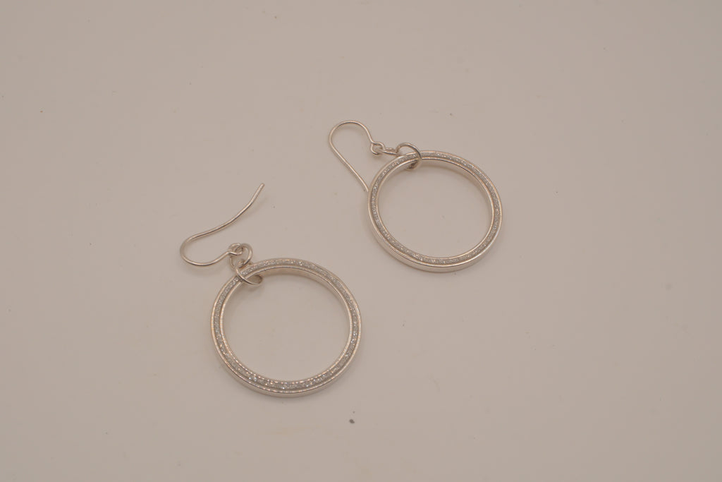 Sterling silver open-circle dangle hoop earrings