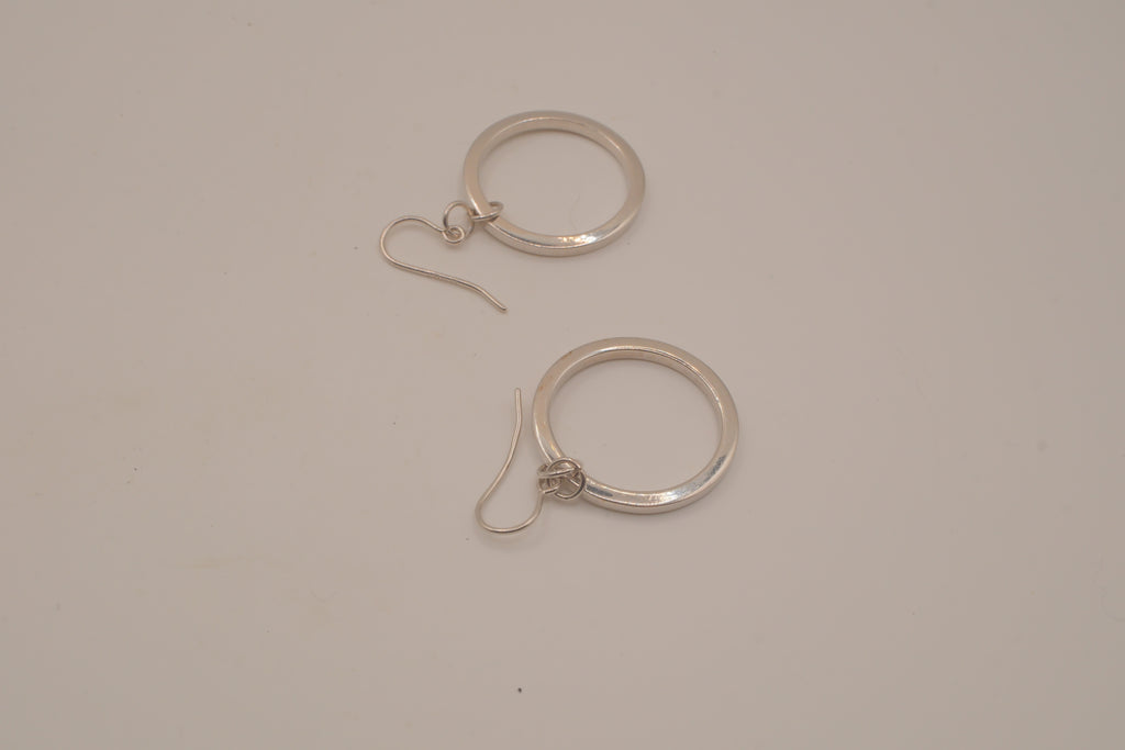 Sterling silver open-circle dangle hoop earrings