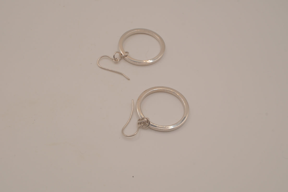 Sterling silver open-circle dangle hoop earrings