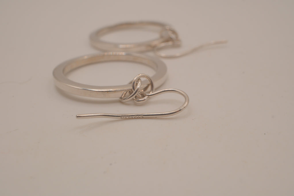 Sterling silver open-circle dangle hoop earrings