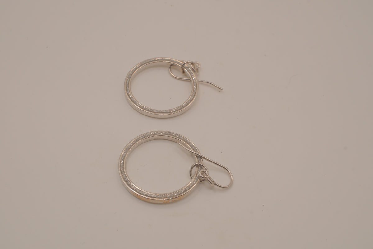 Sterling silver open-circle dangle hoop earrings