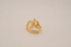 Gold tone baguette rhinestones Swirl Wrap statement ring