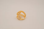 Gold tone baguette rhinestones Swirl Wrap statement ring