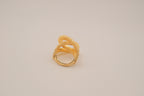 Gold tone baguette rhinestones Swirl Wrap statement ring