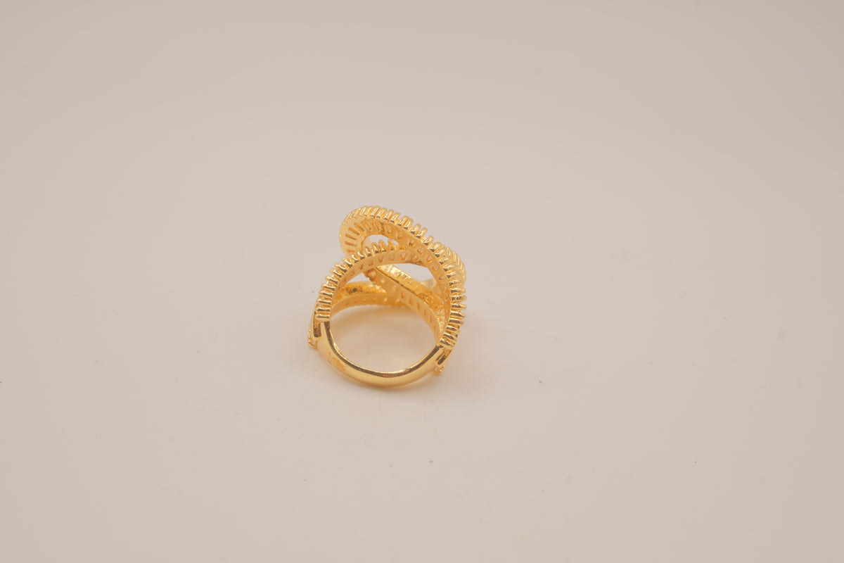 Gold tone baguette rhinestones Swirl Wrap statement ring