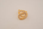Gold tone baguette rhinestones Swirl Wrap statement ring
