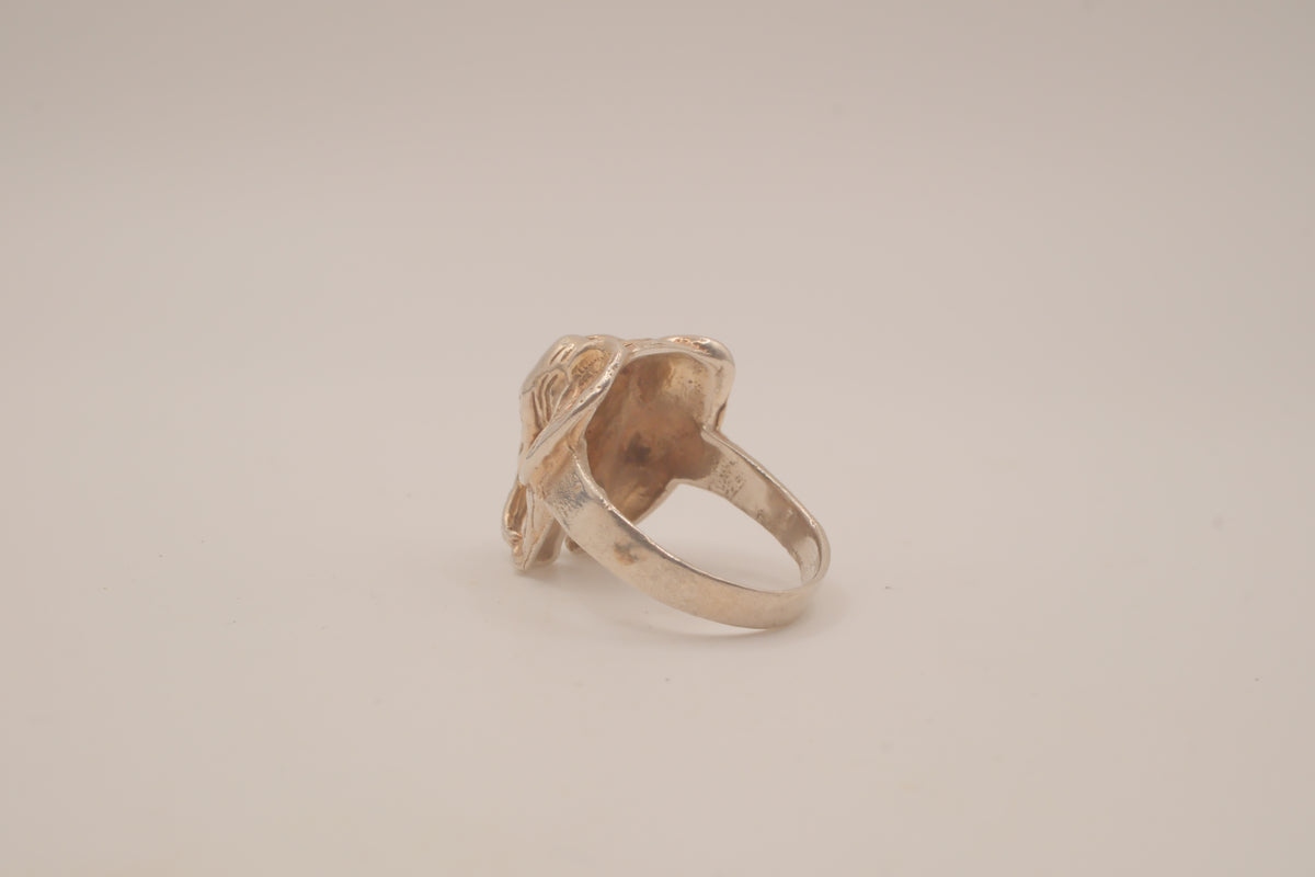 Vintage Sterling silver sculpted elephant ring