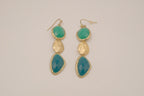 Vintage Gold tone Green statement dangle earrings