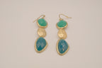 Vintage Gold tone Green statement dangle earrings