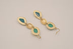 Vintage Gold tone Green statement dangle earrings