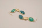 Vintage Gold tone Green statement dangle earrings