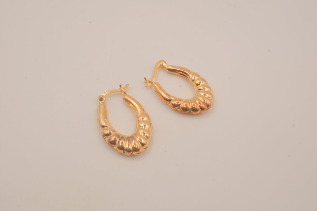 Vintage Vermeil ribbed hoop earrings
