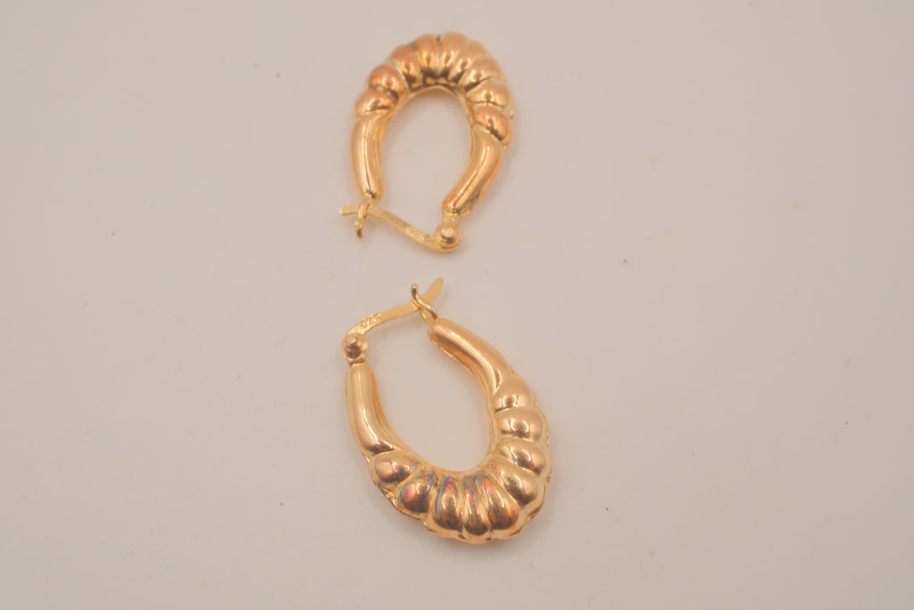 Vintage Vermeil ribbed hoop earrings