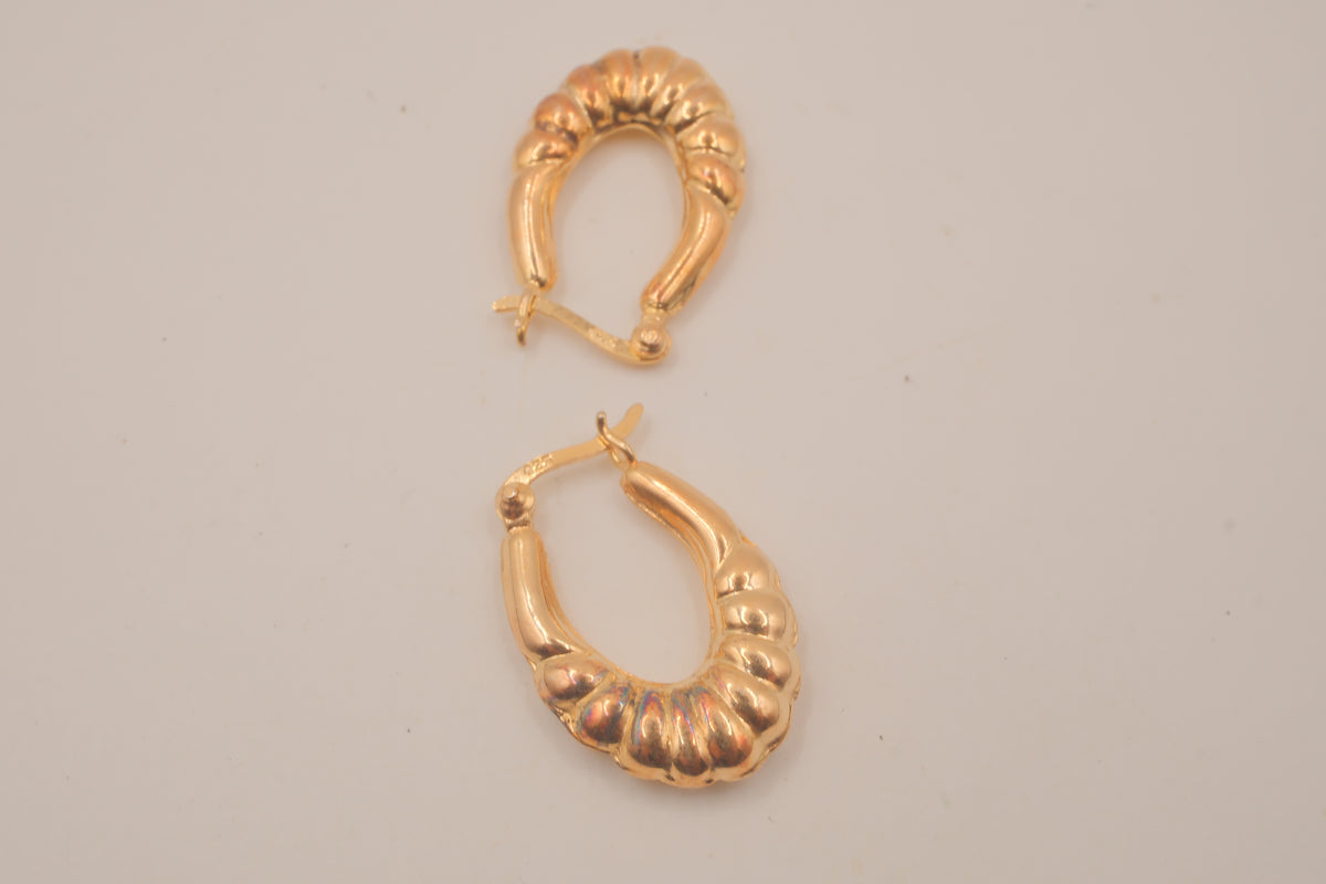 Vintage Vermeil ribbed hoop earrings