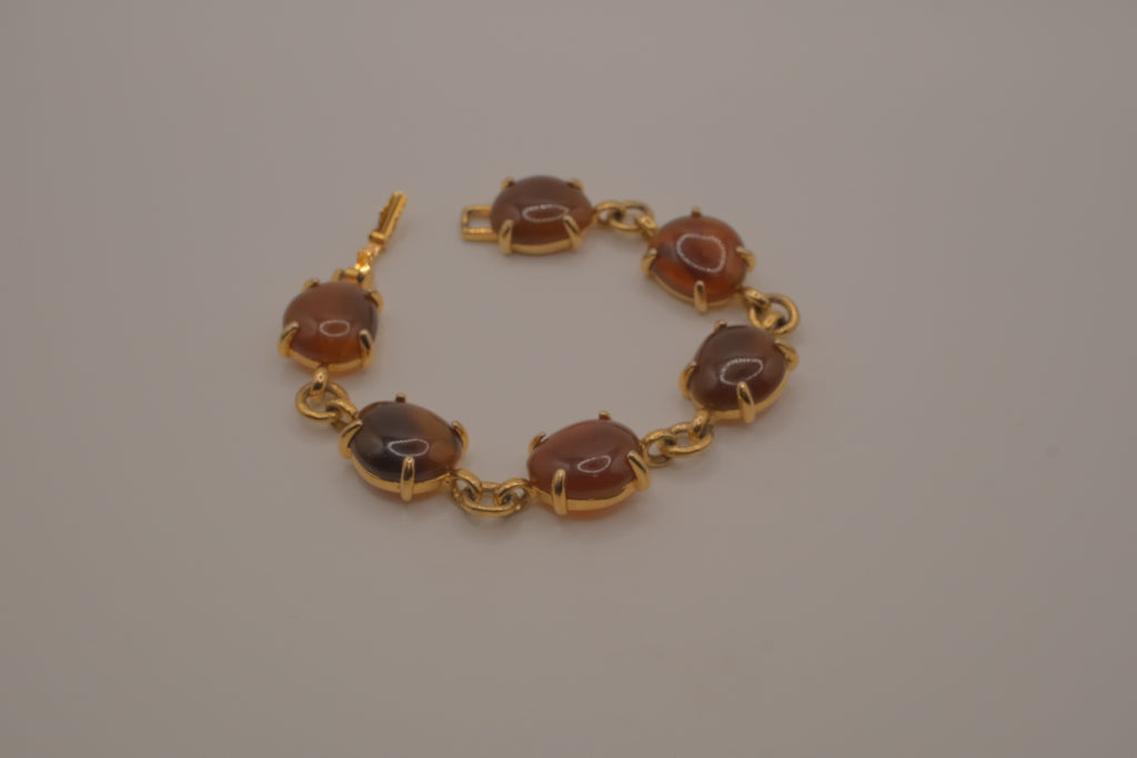 Vintage scarab-style marbled agate link bracelet