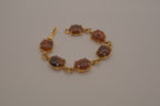 Vintage scarab-style marbled agate link bracelet